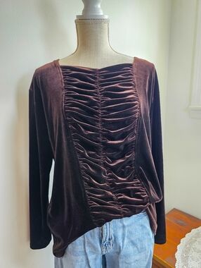 Vintage Y2K DA MEE Velvet Ruched Top